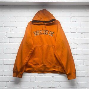 Vintage Y2K Nike Embroidered Hoodie Pullover Orange Spell-out Size XL